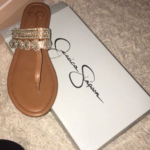 Jessica Simpson summer sandals with jewels.